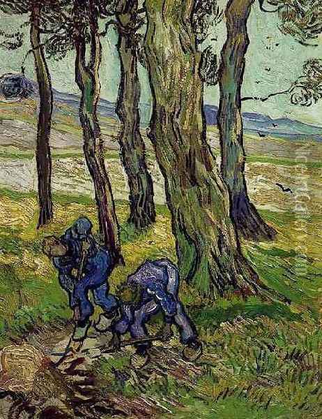 Two Diggers Among Trees Oil Painting - Vincent Van Gogh