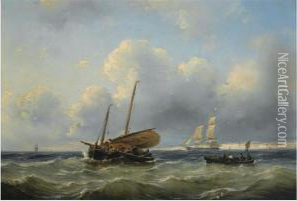 Shipping Near The Coast Oil Painting - Ary Pleysier