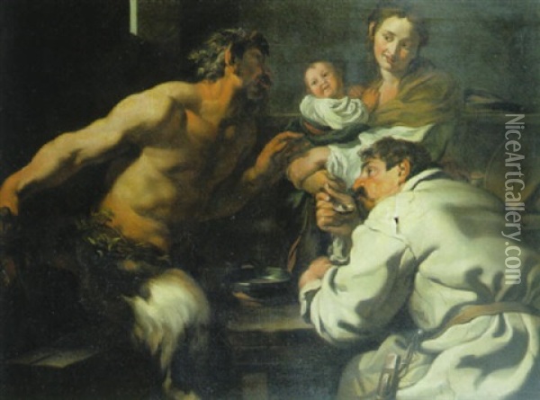 Le Satyre Et Les Paysans Oil Painting - Johann Liss