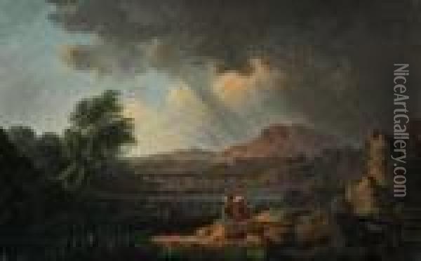 ''landscape After Vernet' Oil Painting - Rembrandt Peale