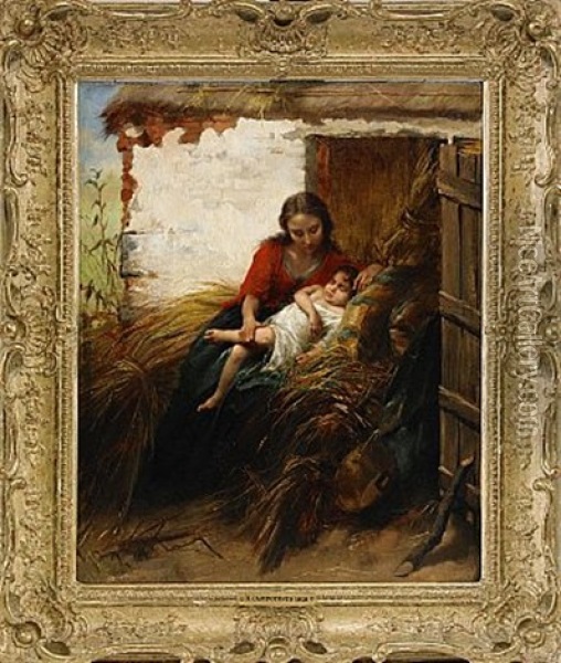 Vilande Mor Och Barn Oil Painting - Henry Campotosto