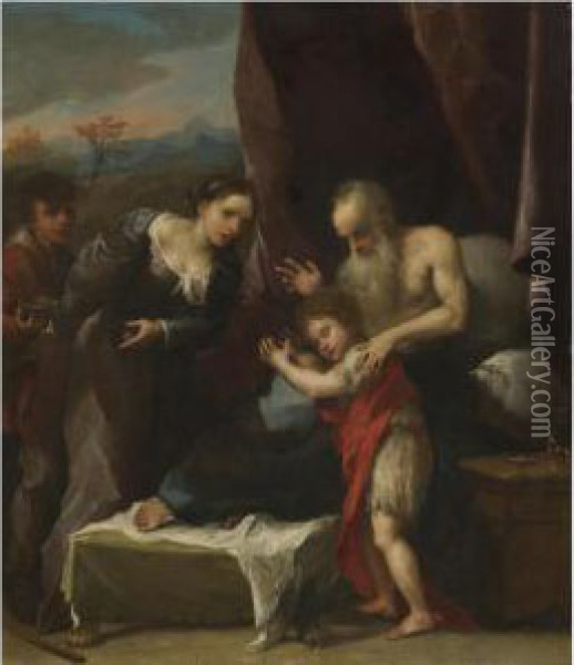 Isaac Blessing Jacob Oil Painting - Pasqualino Rossi