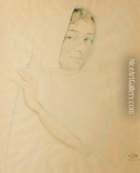 Vrouw Met Sjaal Oil Painting - Walter Sauer