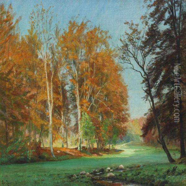Autumn Scenery From Frederiksberg Oil Painting - Christian Zacho