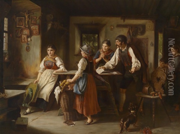 Der Brief Oil Painting - Rudolf Eduard Hauser