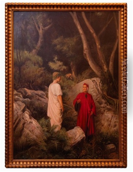 Dante Incontra Virgilio. Illustrazione Per Il Canto I Dell?inferno Oil Painting - Pietro Senno