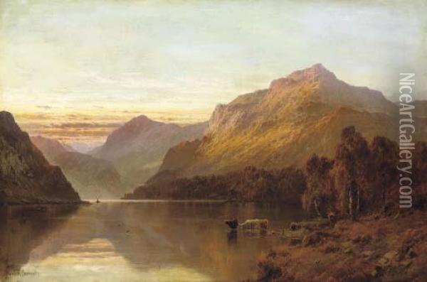 An Autumn Evening, Loch Katrine Oil Painting - Alfred de Breanski
