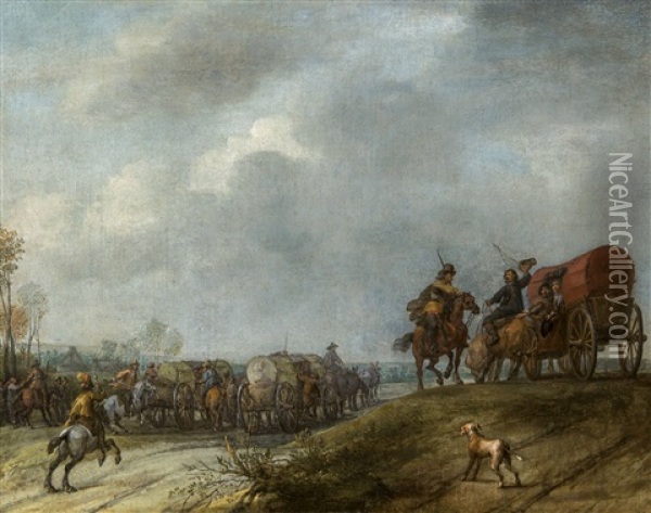 Landscape With Travellers Oil Painting - Pieter Meulener