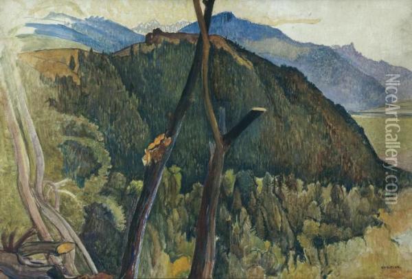 Landscape In The Valais Oil Painting - Ernest Bieler
