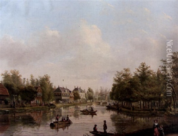 A View Of Loenen Aan De Vecht Oil Painting - Petrus Josephus Lutgers