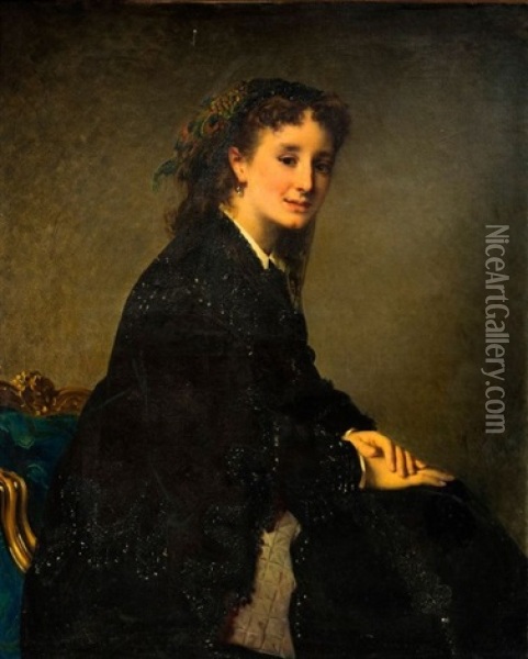 Portrait Presume Mme La Comtesse De M. C Oil Painting - Felix Henri Giacomotti