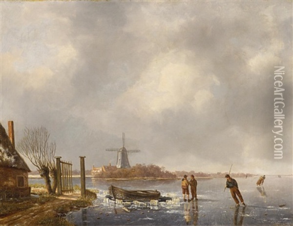 Sonniger Wintertag Oil Painting - Nicolaas Johannes Roosenboom