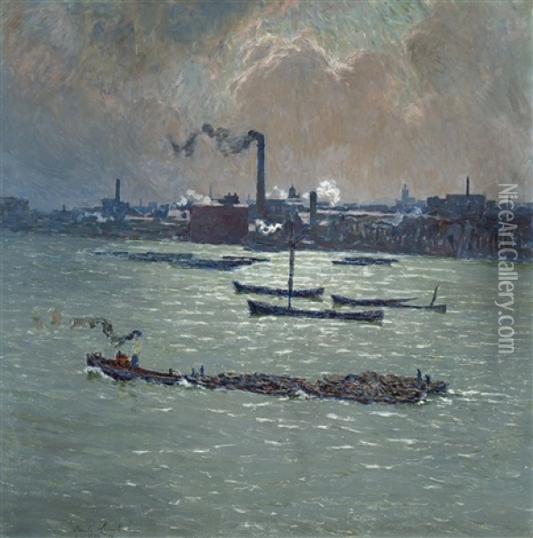 Reflection Of The Thames Oil Painting - Emile Claus
