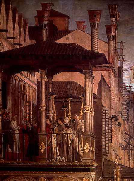The Miracle of the Relic of the True Cross on the Rialto Bridge (detail) Oil Painting - Vittore Carpaccio