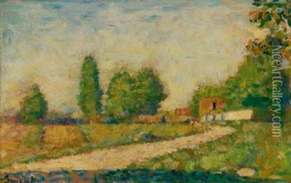 Au Bord Du Village Oil Painting - Georges Seurat