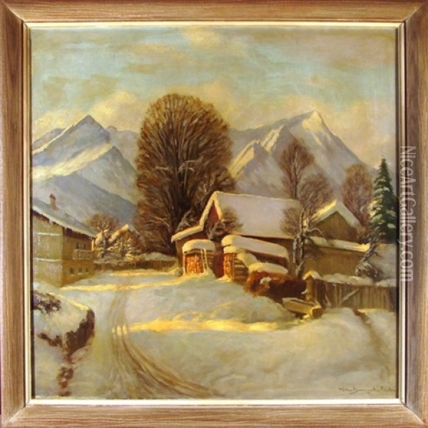 Alps Oil Painting - Carl Mueller-Baumgarten