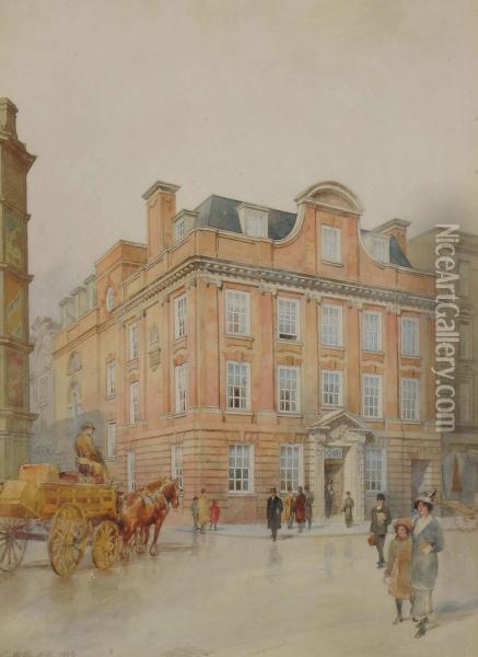 New Premises For The Eastern Bank Limited, Nos 2 And 3 Crosby Square, London Oil Painting - Arthur Conran Blomfield