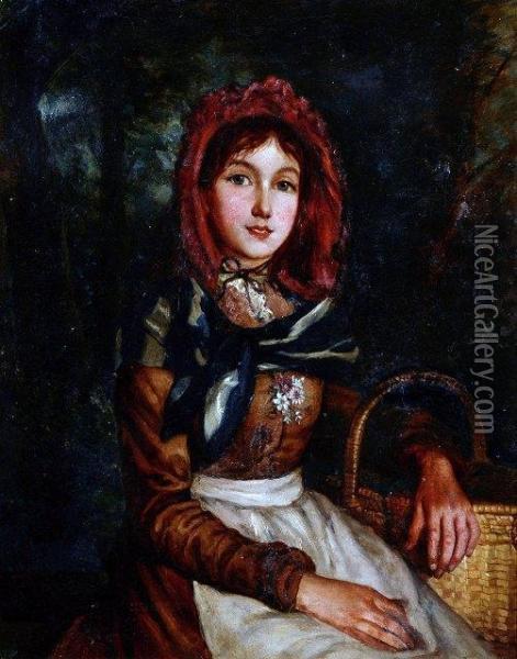 Portrait Of A Young Country Girl Oil Painting - G. Le Tellier
