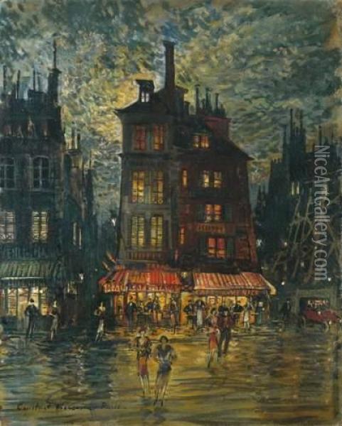 Cafe De Venise, Paris, La Nuit Oil Painting - Konstantin Alexeievitch Korovin