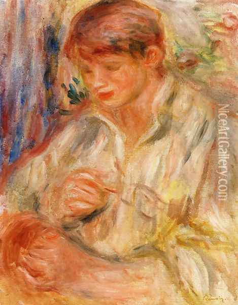 Claude Renoir Potting Oil Painting - Pierre Auguste Renoir