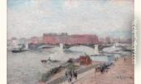 Vapeurs Sur La Seine Au Pont Boildieu A Rouen Oil Painting - Gustave Loiseau