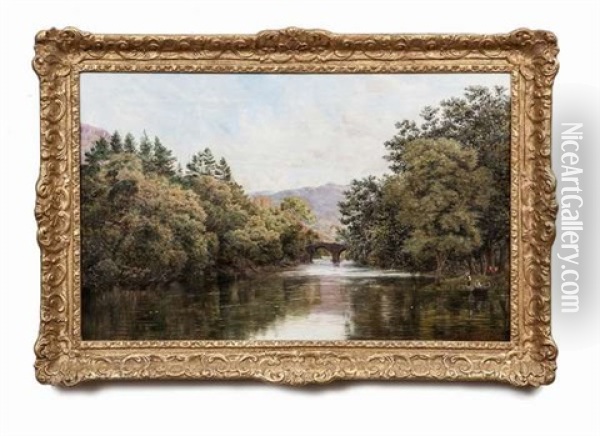 The Old Weir Bridge, Killarney Oil Painting - Bartholomew Colles Watkins