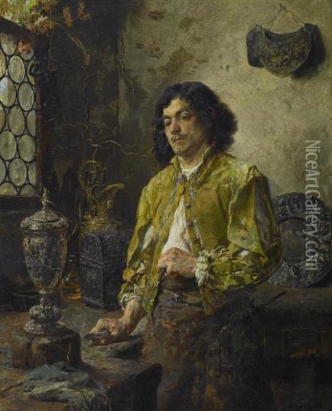 Orfevre Dans Son Atelier Oil Painting - Francois Adolphe Grison