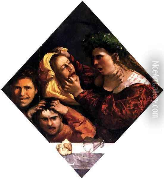 Anger or the Tussle Oil Painting - Dosso Dossi