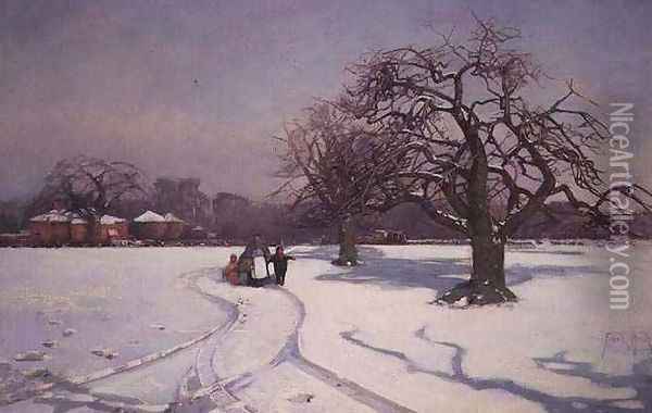 A Sunny Winter Landscape Oil Painting - Frank Hind