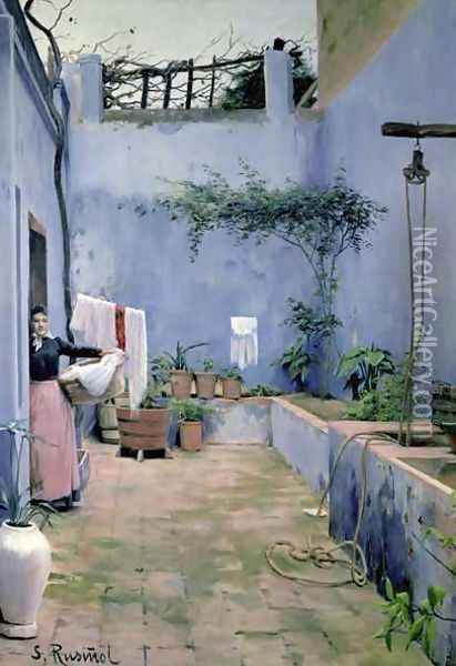 Patio Interior 2 Oil Painting - Santiago Rusinol i Prats