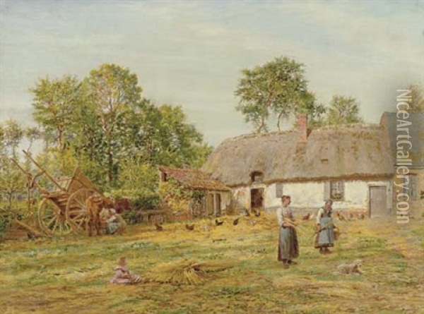 The Farmyard Oil Painting - Marie Francois Firmin-Girard