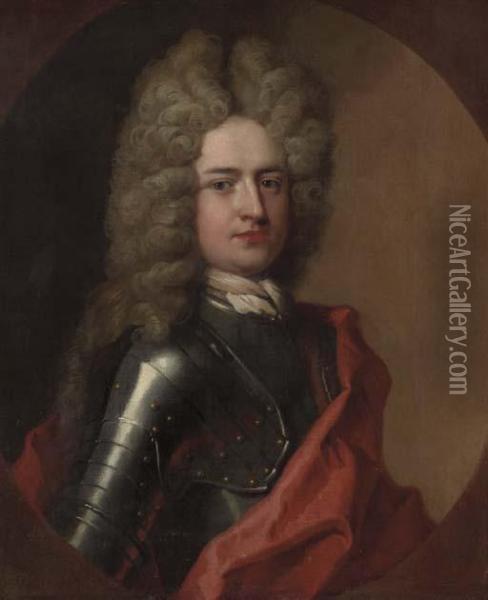 Portrait Of An Officer, Traditionally Identified As John Churchill Oil Painting - Sir Godfrey Kneller