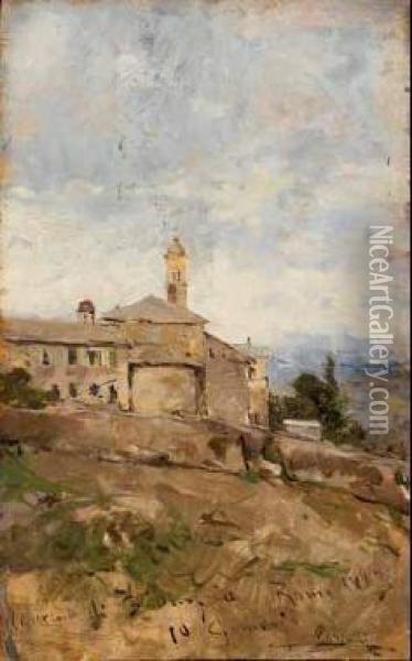 Convento S. Onofrio A Roma Oil Painting - Pompeo Mariani