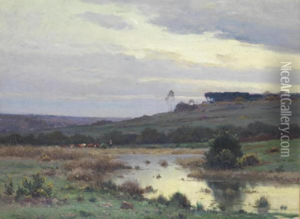 Landscape With A Pond Oil Painting - Eugene Gustav Ducker