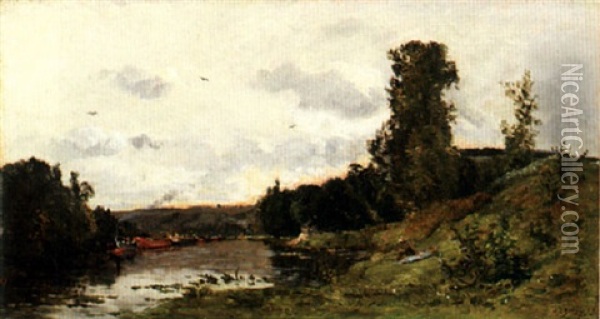 Bords De La Seine A Robinson Oil Painting - Hippolyte Camille Delpy