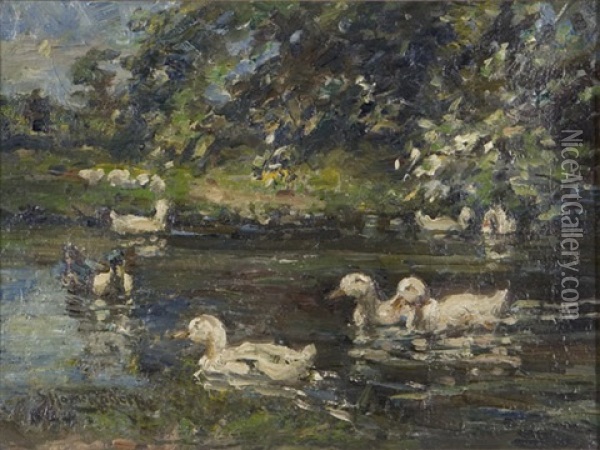 Duck Pond Oil Painting - George Horne Russell