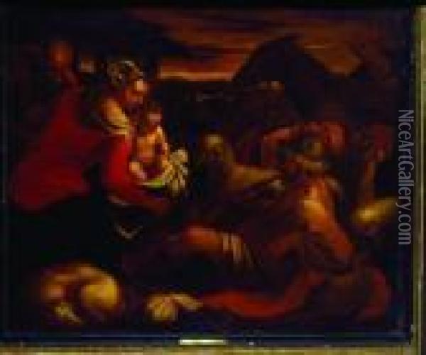 Adoration Of The Shepherds Oil Painting - Jacopo Bassano (Jacopo da Ponte)