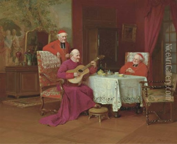 A Musical Interlude Oil Painting - Victor Marais-Milton