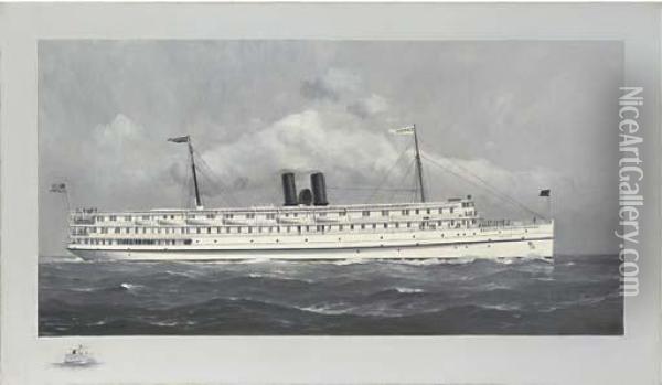 The Eastern Steamship Company, Camden At Sea Oil Painting - Fred Pansing