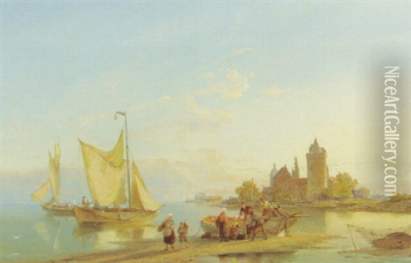 Doesburg On The Waal Oil Painting - Pieter Cornelis Dommershuijzen