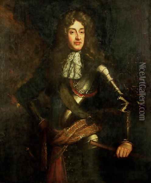 Portrait of King James II 1633-1701 In Armour Oil Painting - Sir Godfrey Kneller