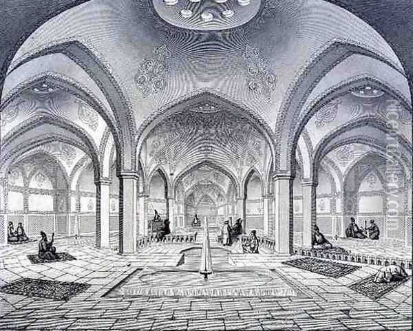 Public Baths, in Kashan, from Voyage Pittoresque of Persia Oil Painting - Pascal Xavier Coste