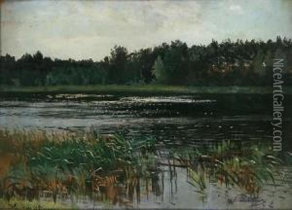 Untitled (lake Scene) Oil Painting - Walter Leistikow