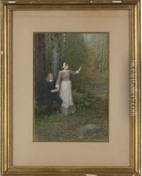 Hester And The Clergyman In The Forest Oil Painting - George Henry Boughton