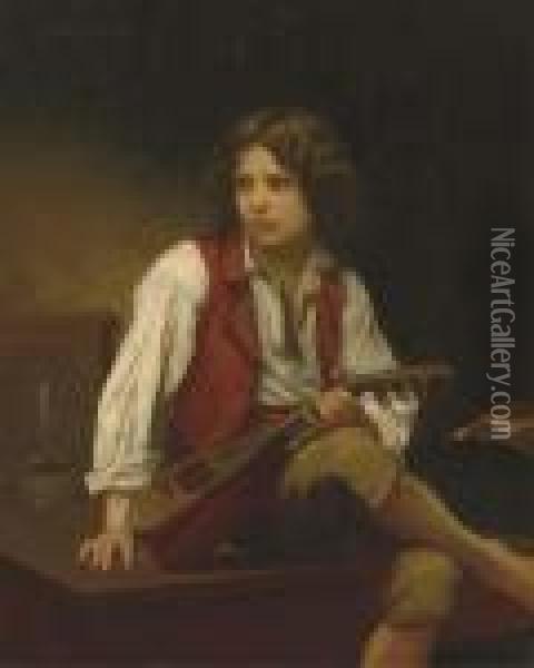Italienne A La Mandoline Oil Painting - William-Adolphe Bouguereau