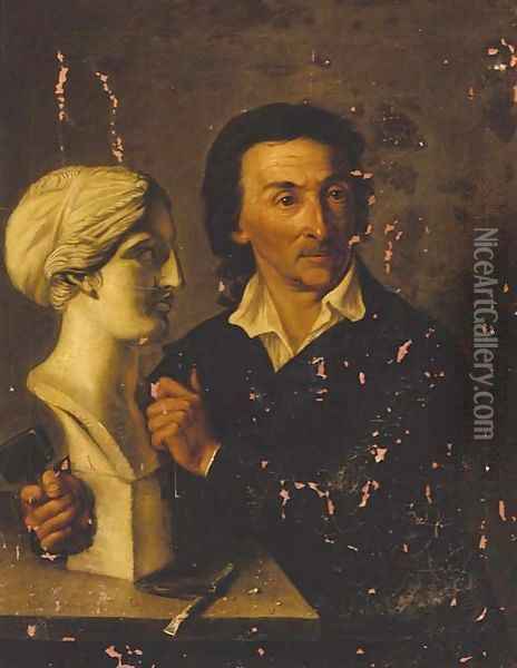 Portrait of a sculptor, said to be Bertel Thorwaldson Oil Painting - Hermann David Solomon Corrodi