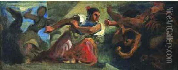 La Guerre Dechainant Les Monstres Oil Painting - Eugene Delacroix