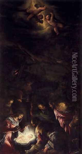 Adoration of the Shepherds Oil Painting - Jacopo Bassano (Jacopo da Ponte)