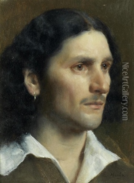 Portrait Of A Man Oil Painting - Edwin Harris