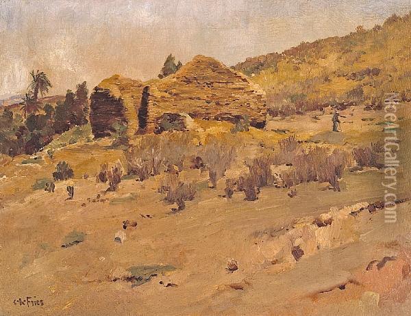 Adobe Near Old Town Oil Painting - Charles Arthur Fries